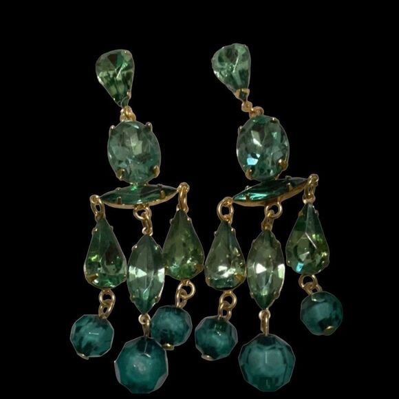 Mint Green Teal Drop Earrings - Picture 2 of 5